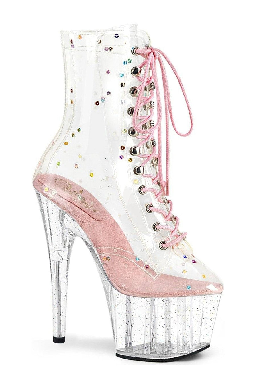 ADORE-1020C-2 Ankle Boot | Clear Faux Leather-Ankle Boots-Pleaser-Clear-12-Faux Leather-SEXYSHOES.COM
