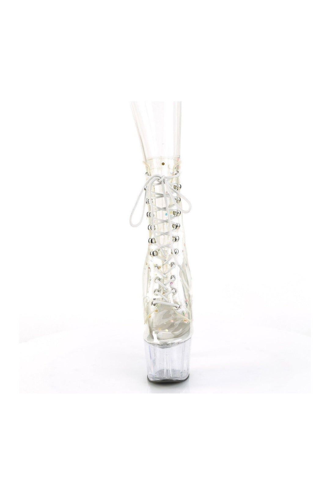 Pleaser ADORE-1020C-2 Ankle Boot in Clear Faux Leather