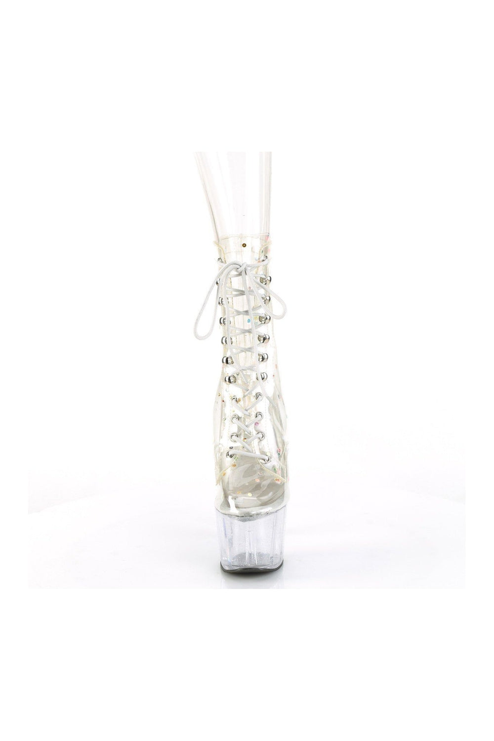 ADORE-1020C-2 Ankle Boot | Clear Faux Leather-Ankle Boots-Pleaser-SEXYSHOES.COM
