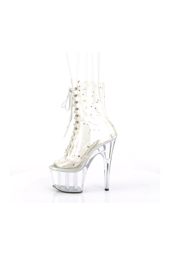 ADORE-1020C-2 Ankle Boot | Clear Faux Leather-Ankle Boots-Pleaser-SEXYSHOES.COM