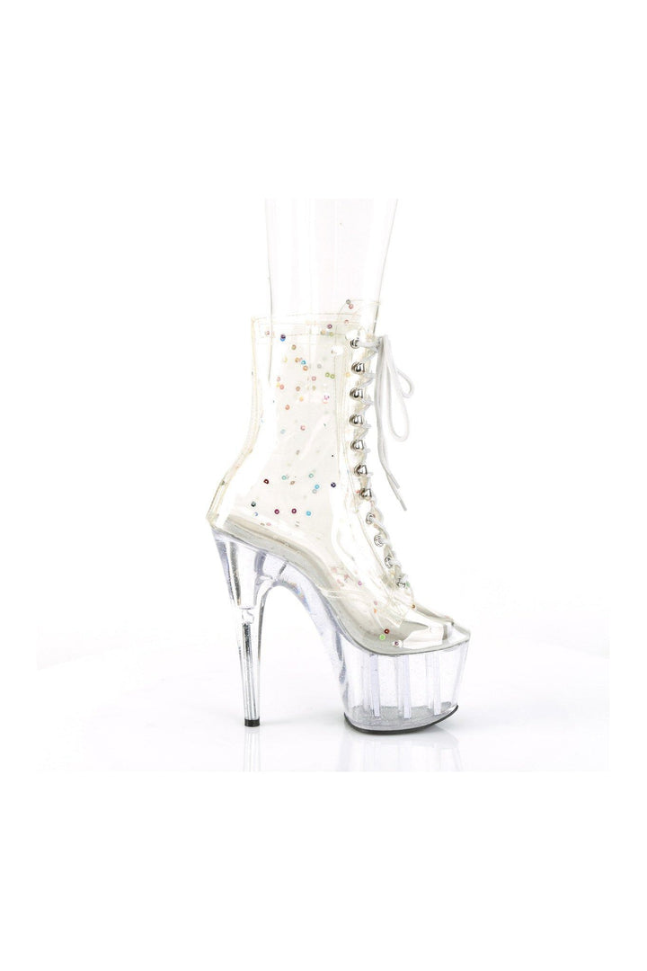 ADORE-1020C-2 Ankle Boot | Clear Faux Leather-Ankle Boots-Pleaser-SEXYSHOES.COM