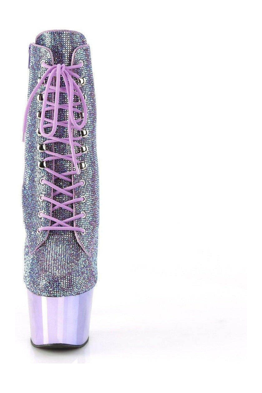 Pleaser ADORE-1020CHRS Ankle Boot in Purple Faux Suede