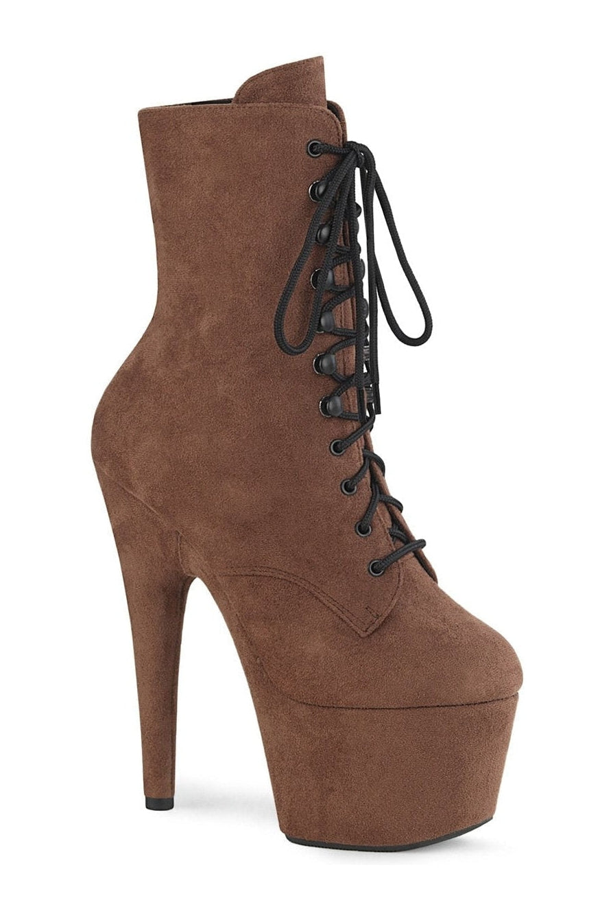 ADORE-1020FS Ankle Boot | Brown Faux Suede-Ankle Boots-Pleaser-Brown-12-Faux Suede-SEXYSHOES.COM