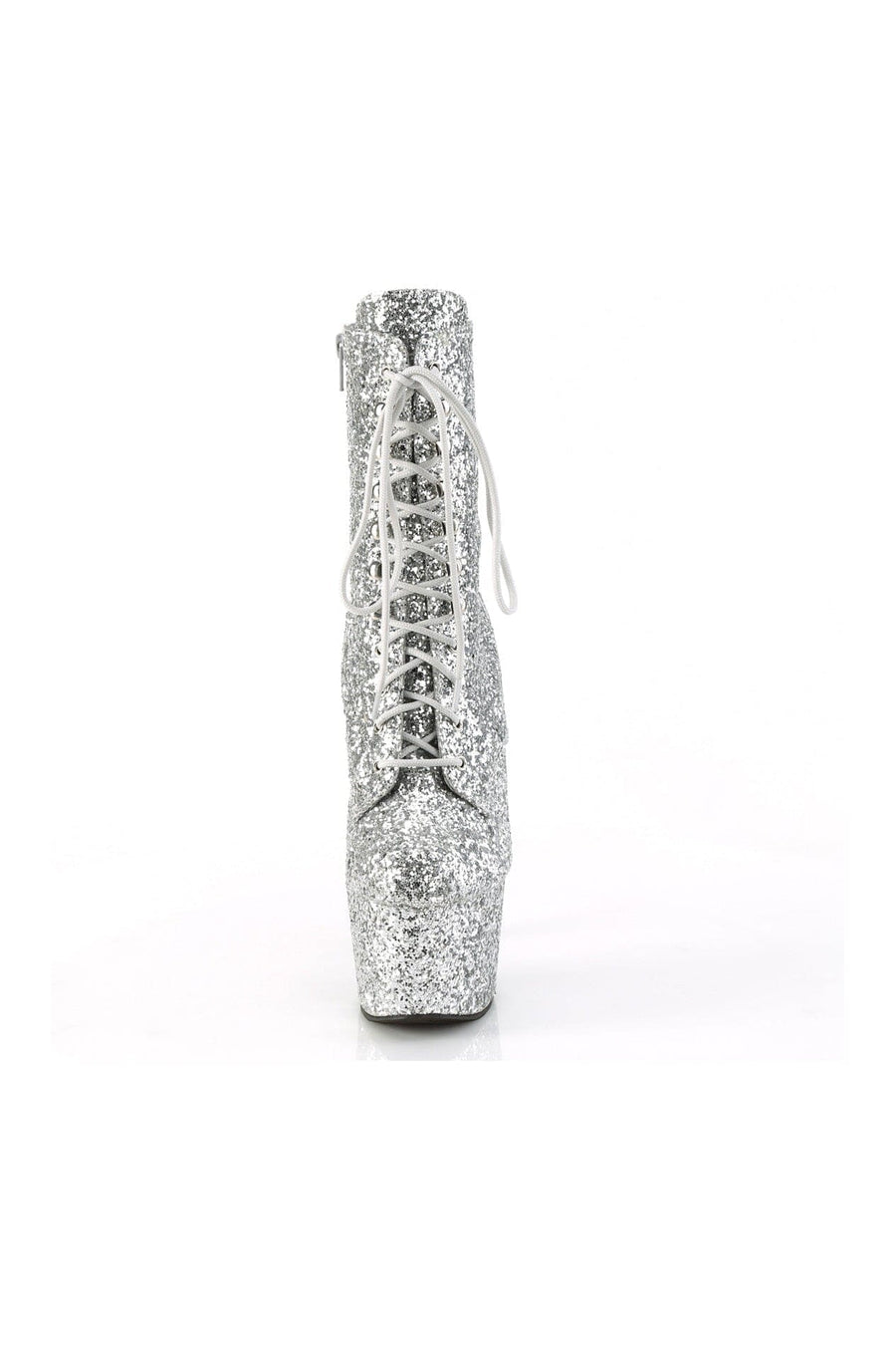 Pleaser ADORE-1020GWR Silver Glitter Ankle Boot in Silver Glitter