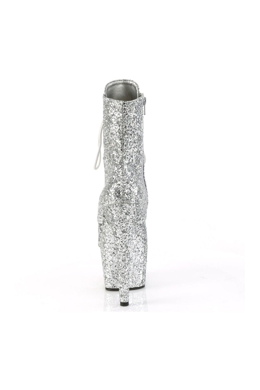 Pleaser ADORE-1020GWR Silver Glitter Ankle Boot in Silver Glitter