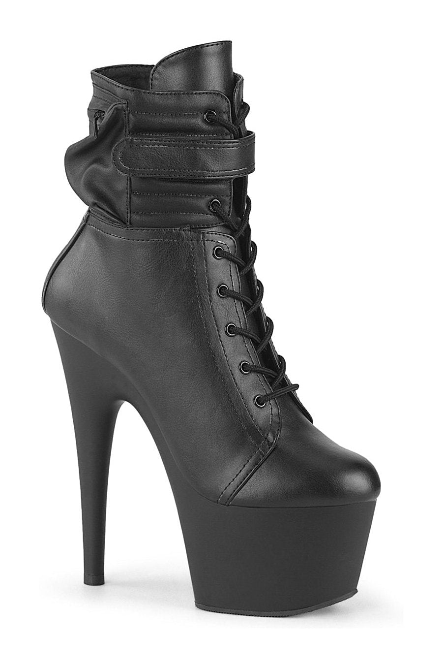 ADORE-1020POUCH Ankle Boot | Black Faux Leather-Ankle Boots-Pleaser-Black-8-Faux Leather-SEXYSHOES.COM