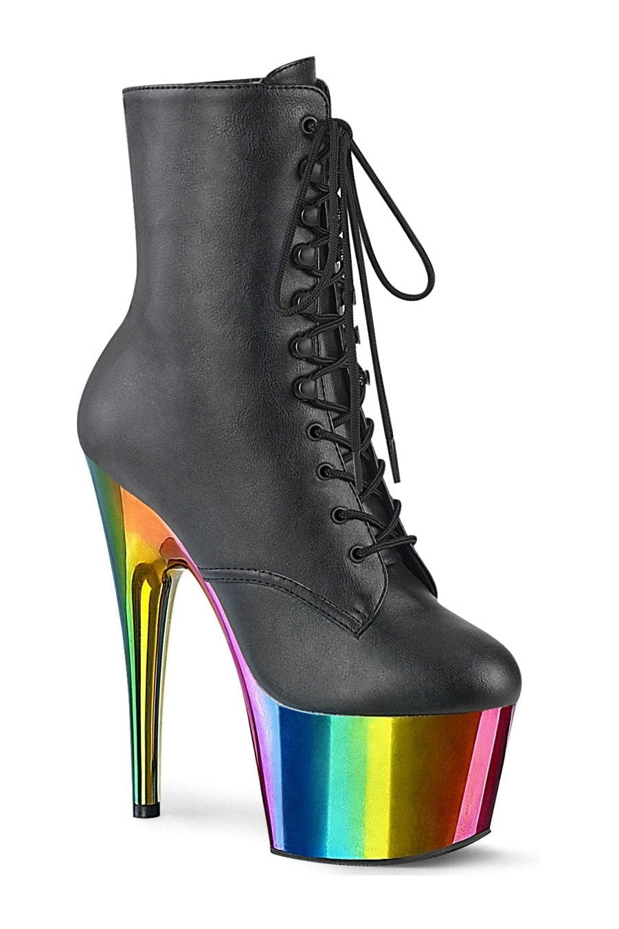 Pleaser ADORE-1020RC Ankle Boot in Black Faux Leather from SexyShoes.com