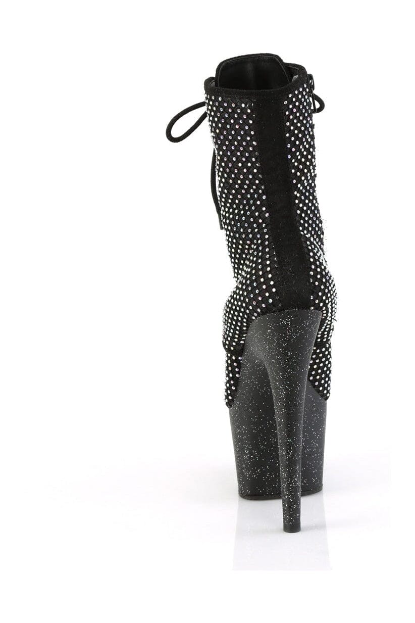 Pleaser ADORE-1020RM Black Faux Suede Ankle Boot in Black Faux Suede