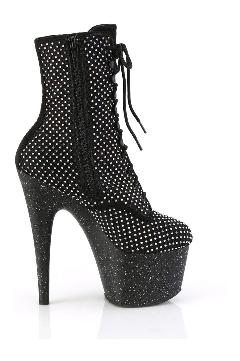 Pleaser ADORE-1020RM Black Faux Suede Ankle Boot in Black Faux Suede
