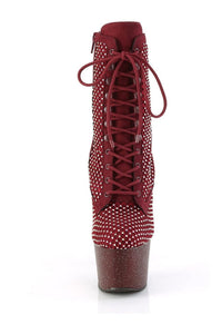 Pleaser ADORE-1020RM Burgundy Faux Suede Ankle Boot in Burgundy Faux Suede