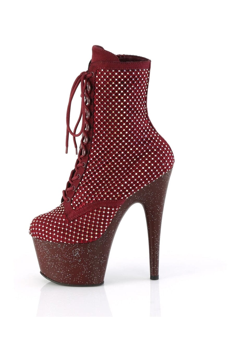 ADORE-1020RM Burgundy Faux Suede Ankle Boot-Ankle Boots-Pleaser-SEXYSHOES.COM