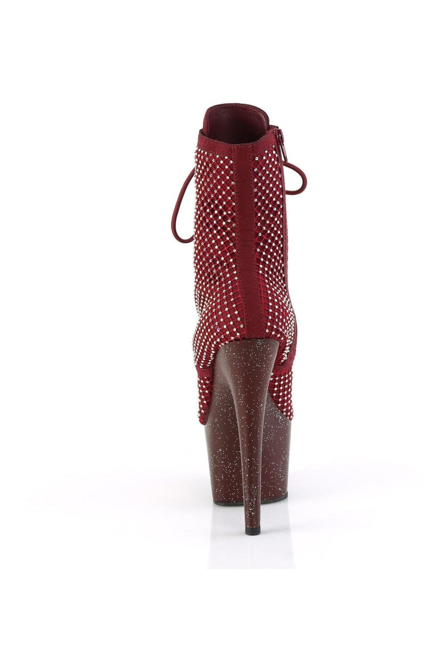 Pleaser ADORE-1020RM Burgundy Faux Suede Ankle Boot in Burgundy Faux Suede