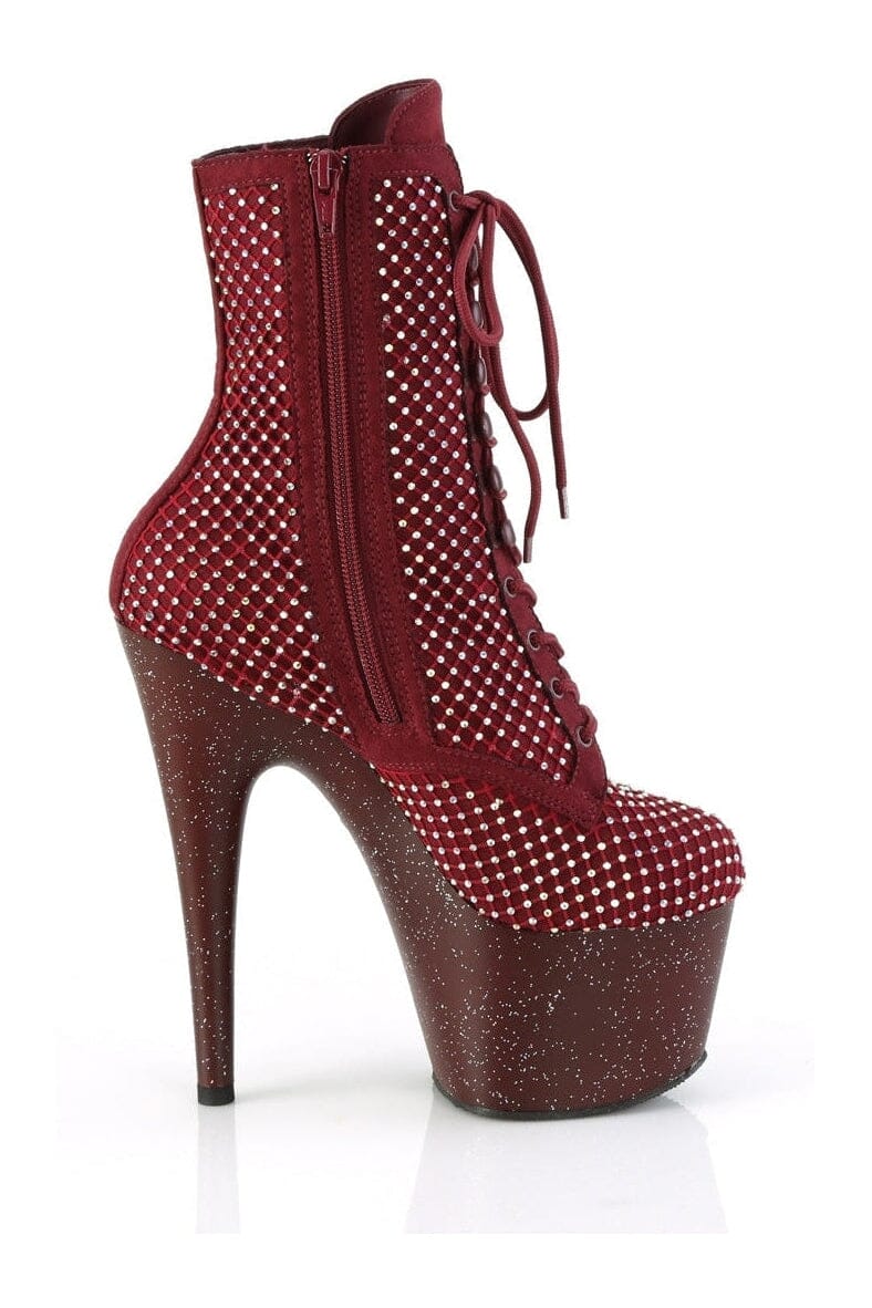 Pleaser ADORE-1020RM Burgundy Faux Suede Ankle Boot in Burgundy Faux Suede