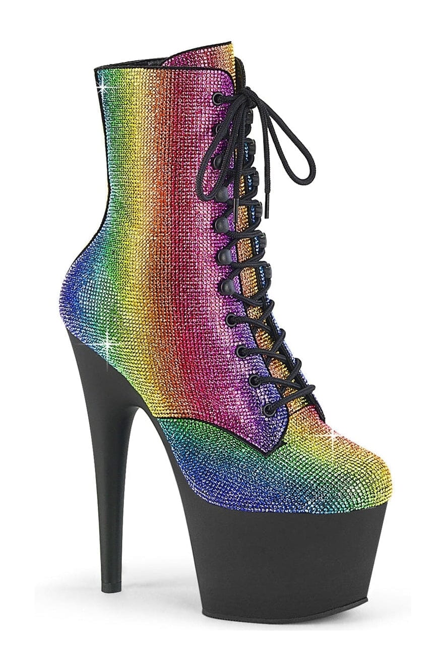 ADORE-1020RS Rainbow Faux Suede Ankle Boot-Ankle Boots-Pleaser-Rainbow-10-Faux Suede-SEXYSHOES.COM