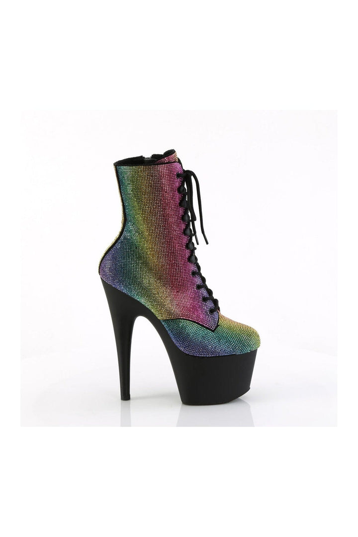 ADORE-1020RS Rainbow Faux Suede Ankle Boot-Ankle Boots-Pleaser-SEXYSHOES.COM