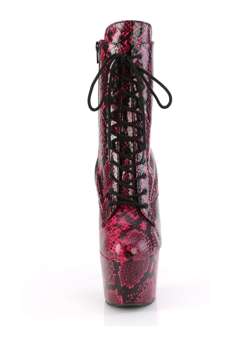 Pleaser ADORE-1020SPWR Fuchsia Faux Leather Knee Boot in Fuchsia Faux Leather