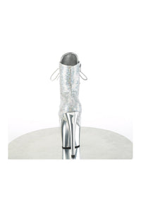 Pleaser ADORE-1020SQ-02 Silver Sequins Ankle Boot in Silver Sequins