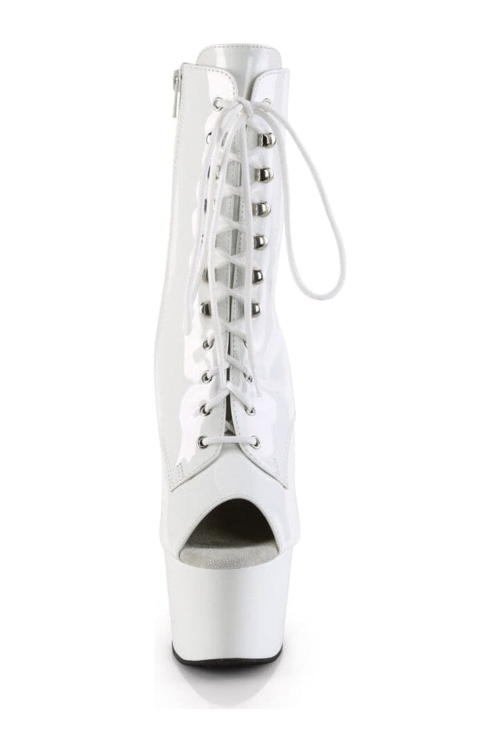 Pleaser ADORE-1021 White Patent Ankle Boot in White Patent