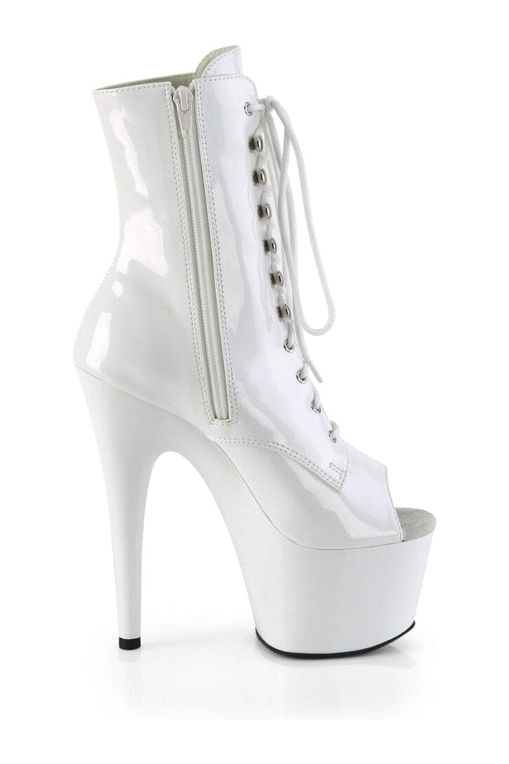 Pleaser ADORE-1021 White Patent Ankle Boot in White Patent
