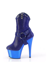 Pleaser ADORE-1029CHRS Blue Faux Suede Ankle Boot in Blue Faux Suede