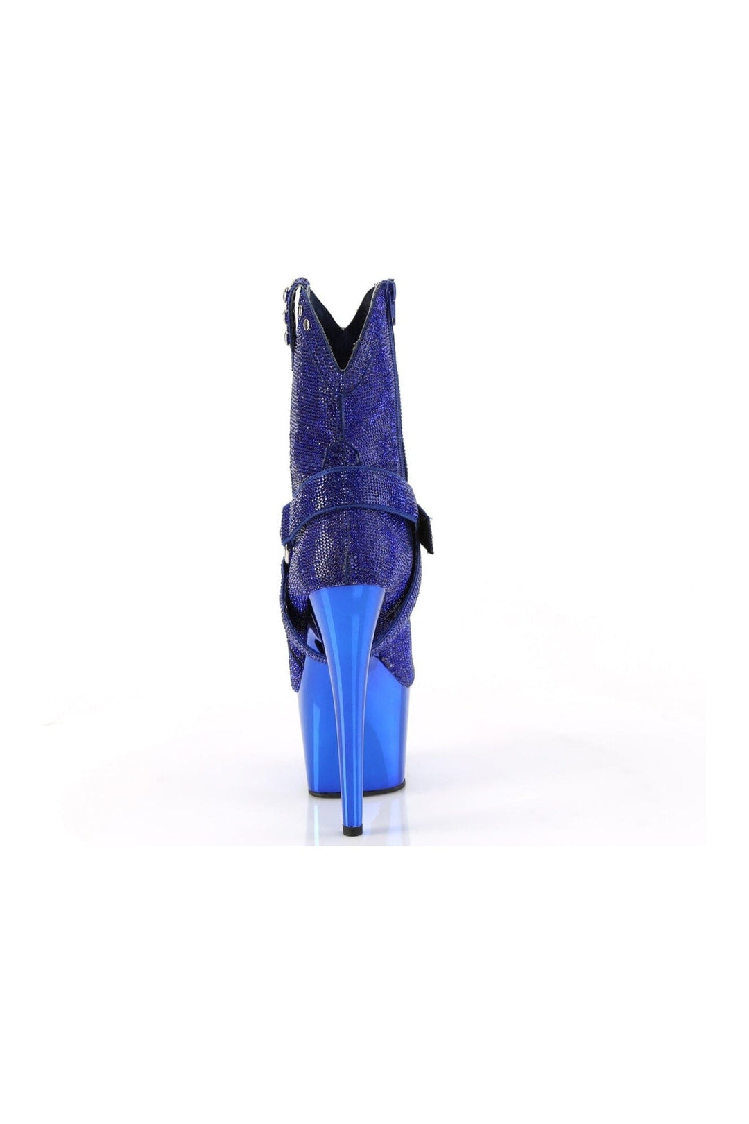 Pleaser ADORE-1029CHRS Blue Faux Suede Ankle Boot in Blue Faux Suede