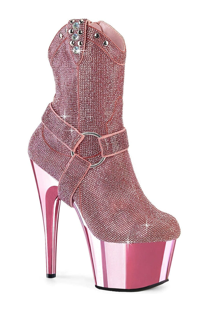 ADORE-1029CHRS Pink Faux Suede Ankle Boot-Ankle Boots-Pleaser-Pink-10-Faux Suede-SEXYSHOES.COM