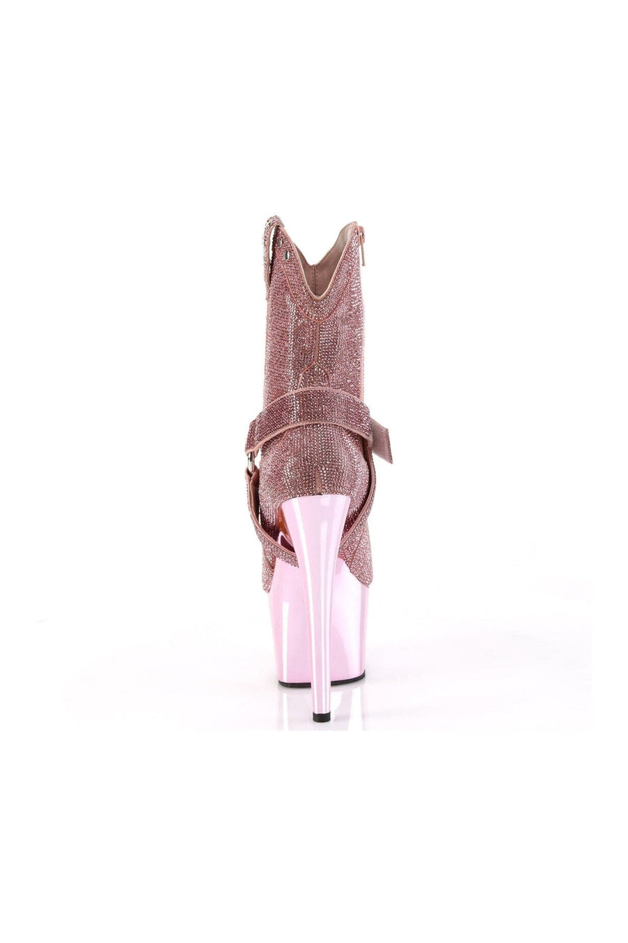 Pleaser ADORE-1029CHRS Pink Faux Suede Ankle Boot in Pink Faux Suede