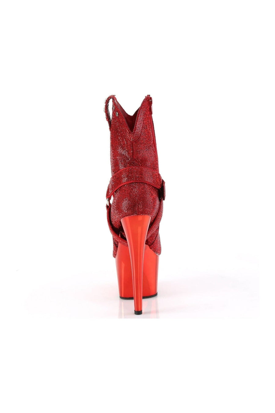 Pleaser ADORE-1029CHRS Red Faux Suede Ankle Boot in Red Faux Suede