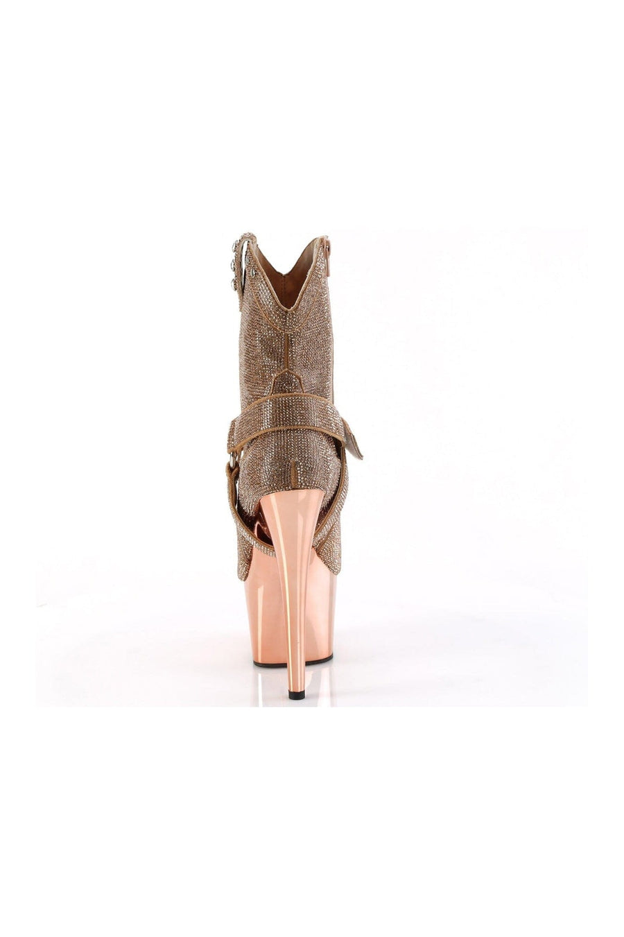 Pleaser ADORE-1029CHRS Rose Gold Faux Suede Ankle Boot in Rose Gold Faux Suede