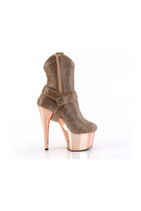 Pleaser ADORE-1029CHRS Rose Gold Faux Suede Ankle Boot in Rose Gold Faux Suede