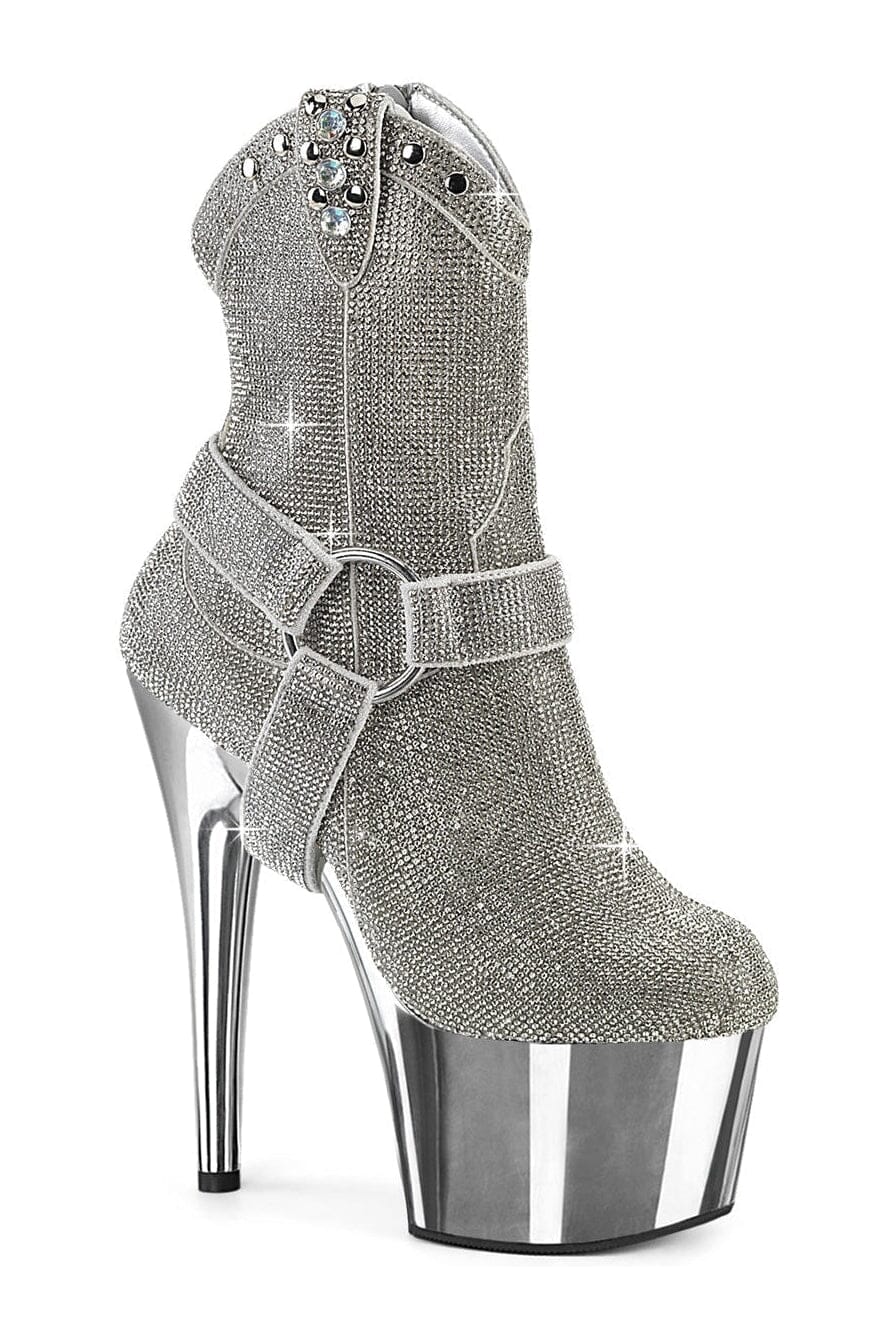 ADORE-1029CHRS Silver Faux Suede Ankle Boot-Ankle Boots-Pleaser-Silver-10-Faux Suede-SEXYSHOES.COM