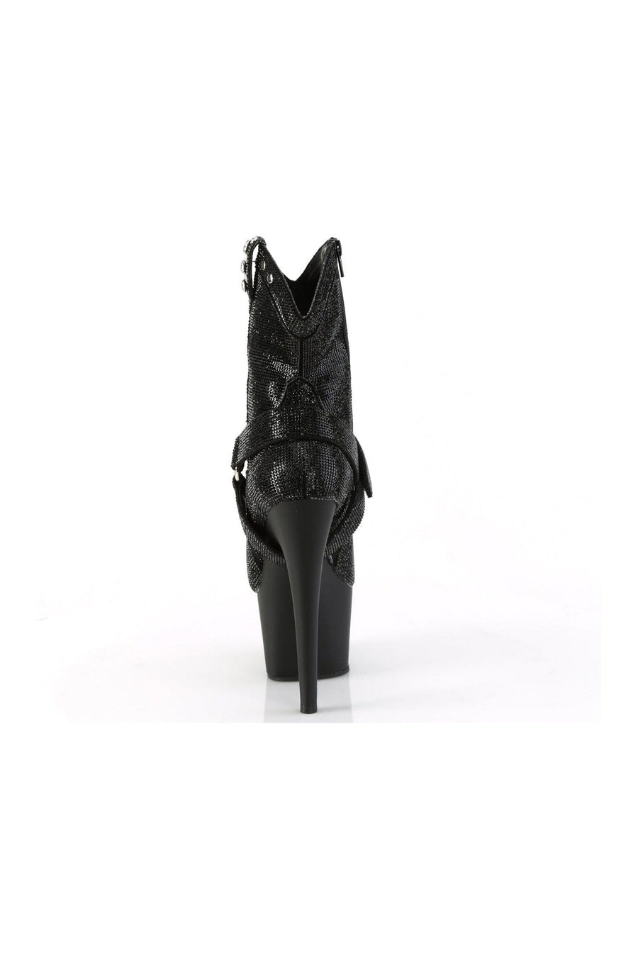 Pleaser ADORE-1029RS Black Faux Suede Ankle Boot in Black Faux Suede
