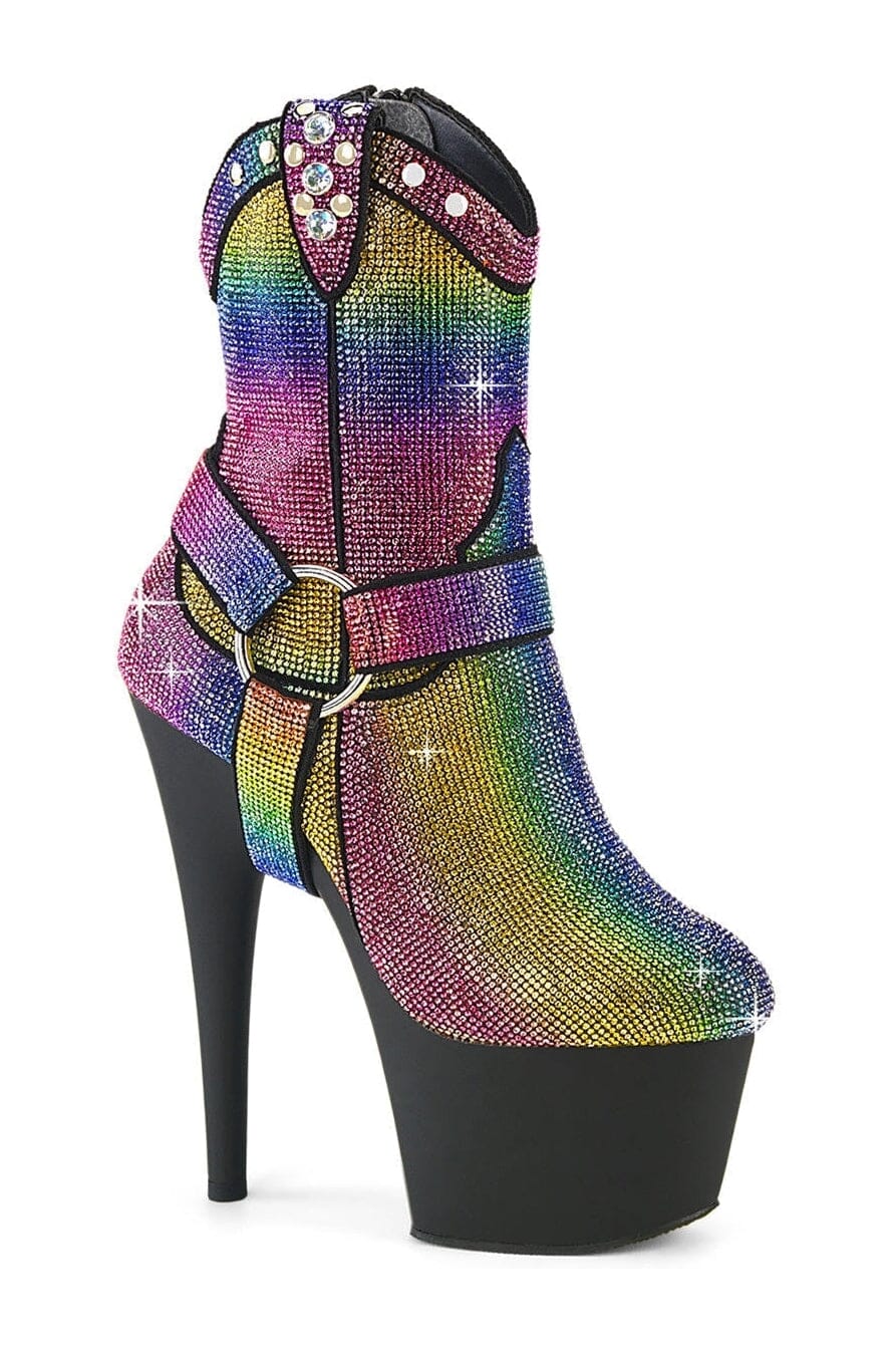 Pleaser ADORE-1029RS Multi Faux Suede Ankle Boot in Multi Faux Suede from SexyShoes.com