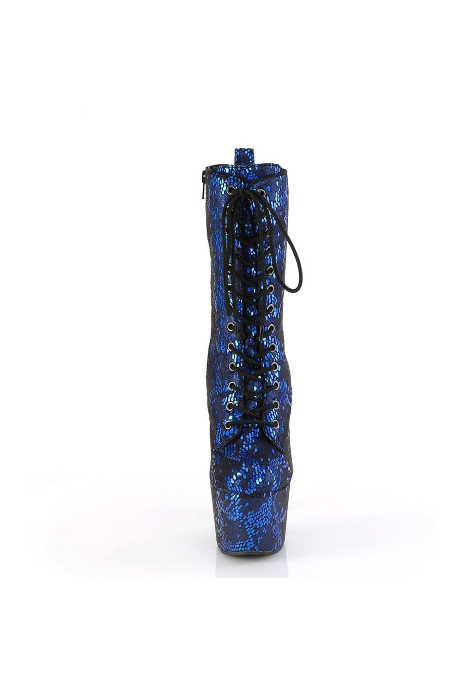 Pleaser ADORE-1040SPF Blue Faux Snake Ankle Boot in Blue Faux Snake
