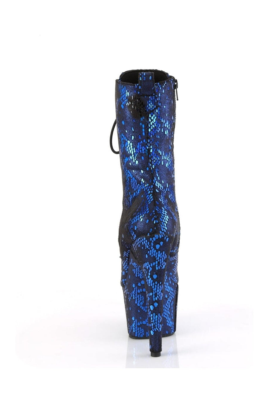 Pleaser ADORE-1040SPF Blue Faux Snake Ankle Boot in Blue Faux Snake