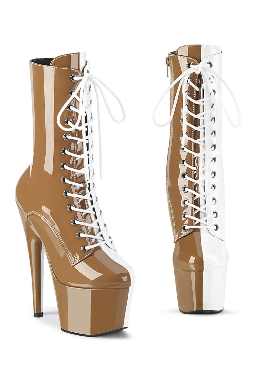 Pleaser Grey Ankle Boots Platform Stripper Shoes | Buy at Sexyshoes.com