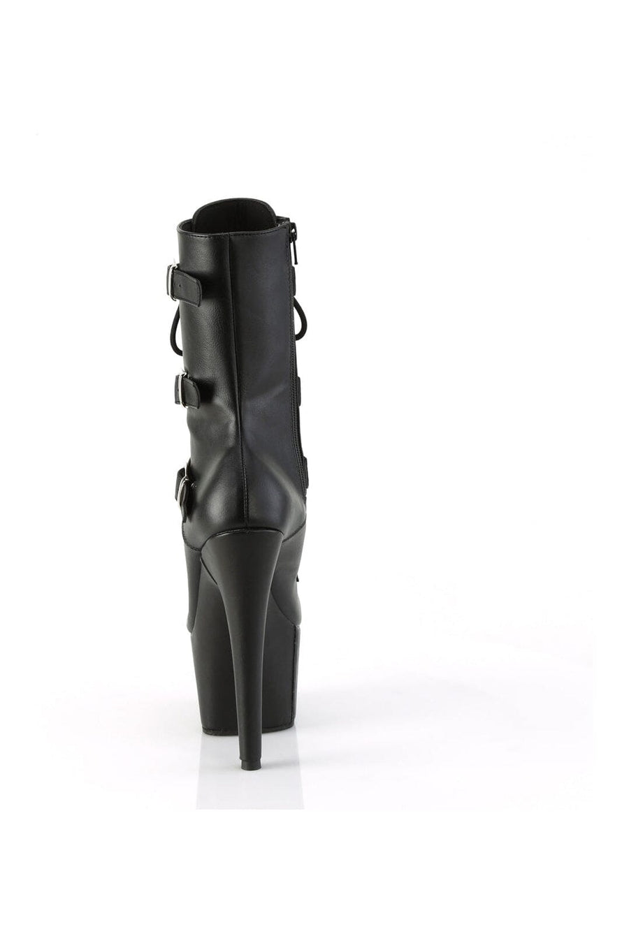Pleaser ADORE-1043 Black Faux Leather Ankle Boot in Black Faux Leather