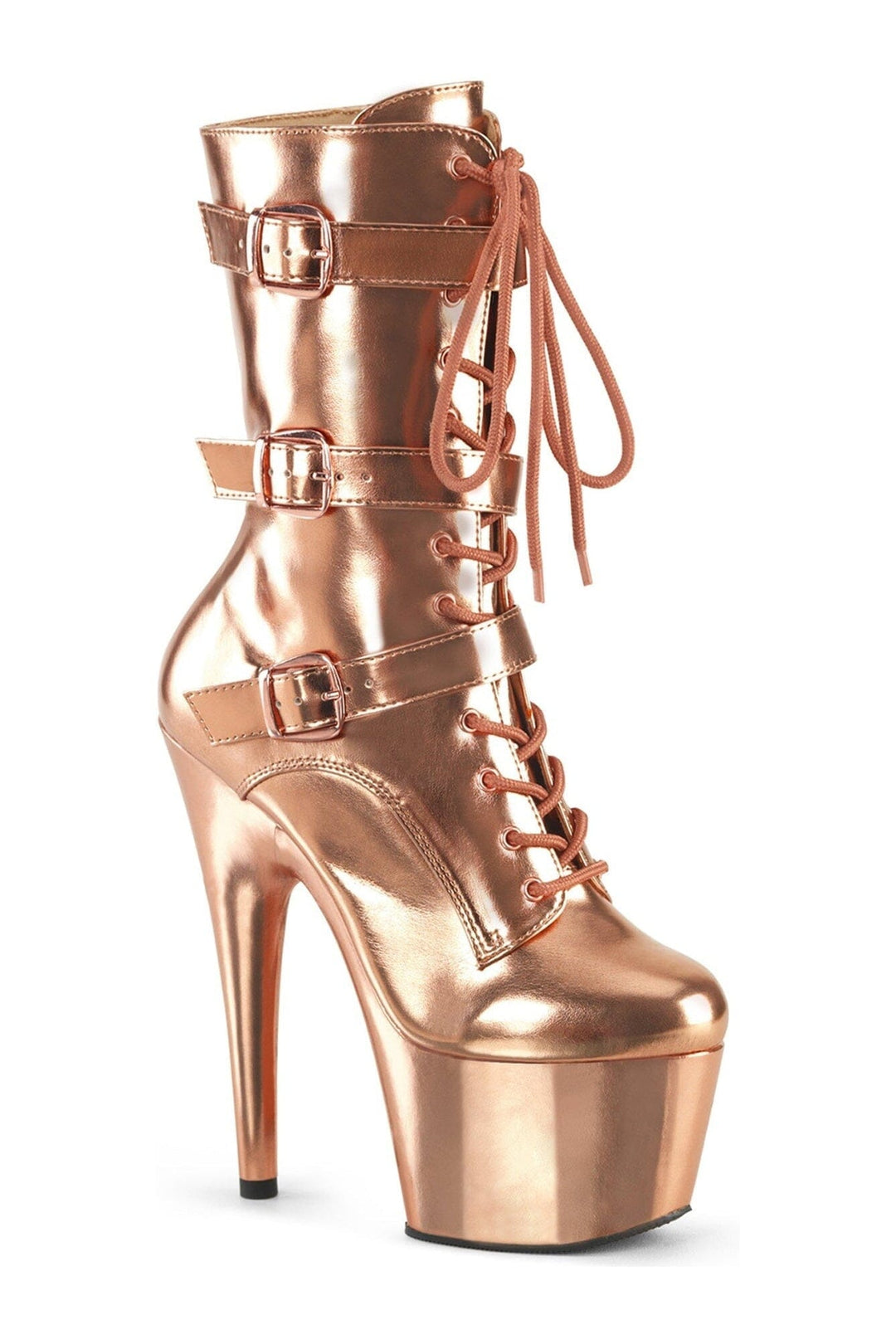ADORE-1043 Rose Gold Metallic Faux Leather Ankle Boot-Ankle Boots-Pleaser-Rose Gold-10-Metallic Faux Leather-SEXYSHOES.COM