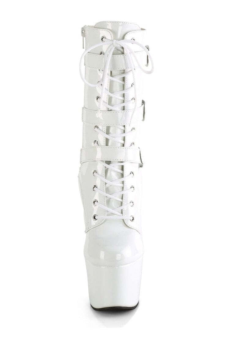 Pleaser ADORE-1043 White Patent Ankle Boot in White Patent