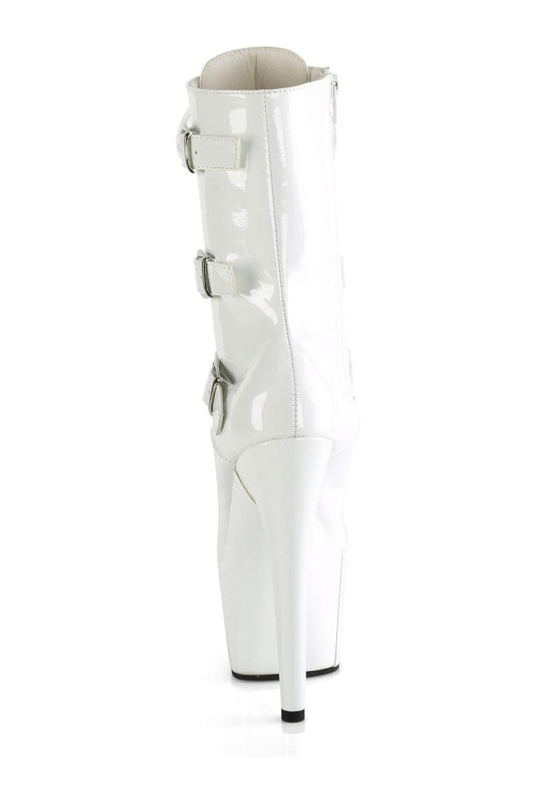 Pleaser ADORE-1043 White Patent Ankle Boot in White Patent