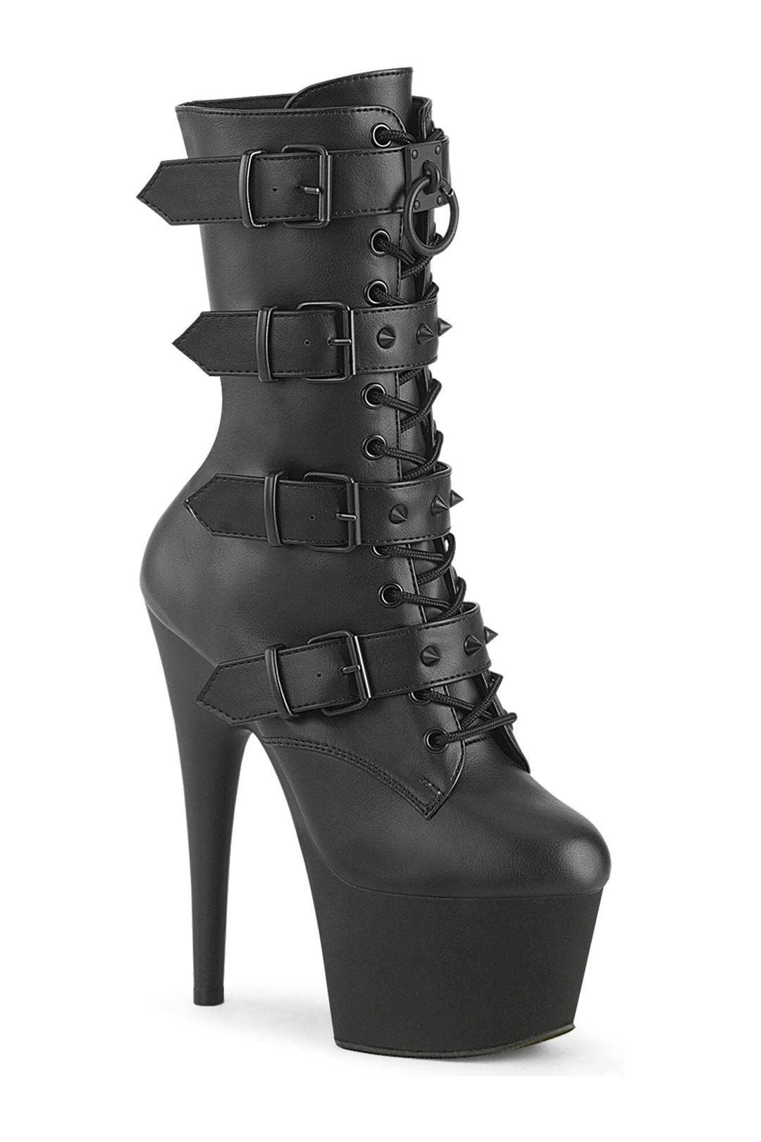 Pleaser ADORE-1046 Black Faux Leather Ankle Boot in Black Faux Leather from SexyShoes.com