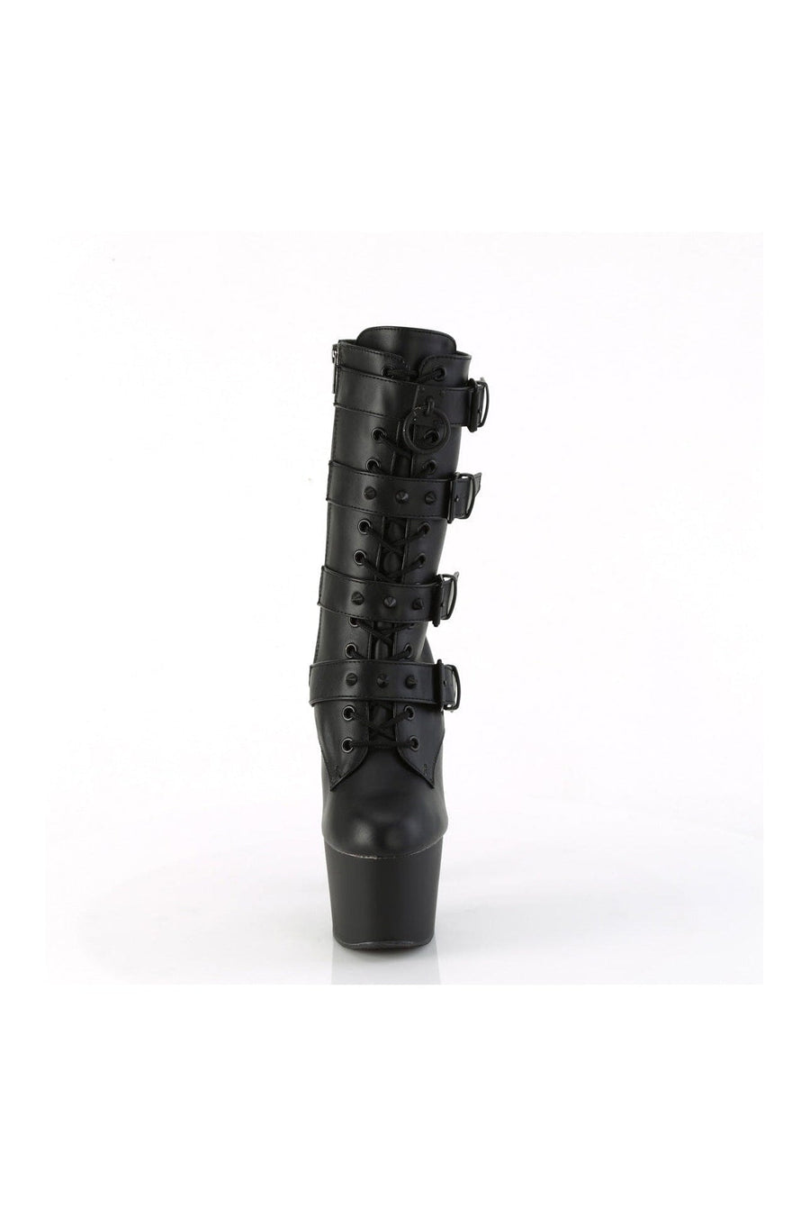 Pleaser ADORE-1046 Black Faux Leather Ankle Boot in Black Faux Leather