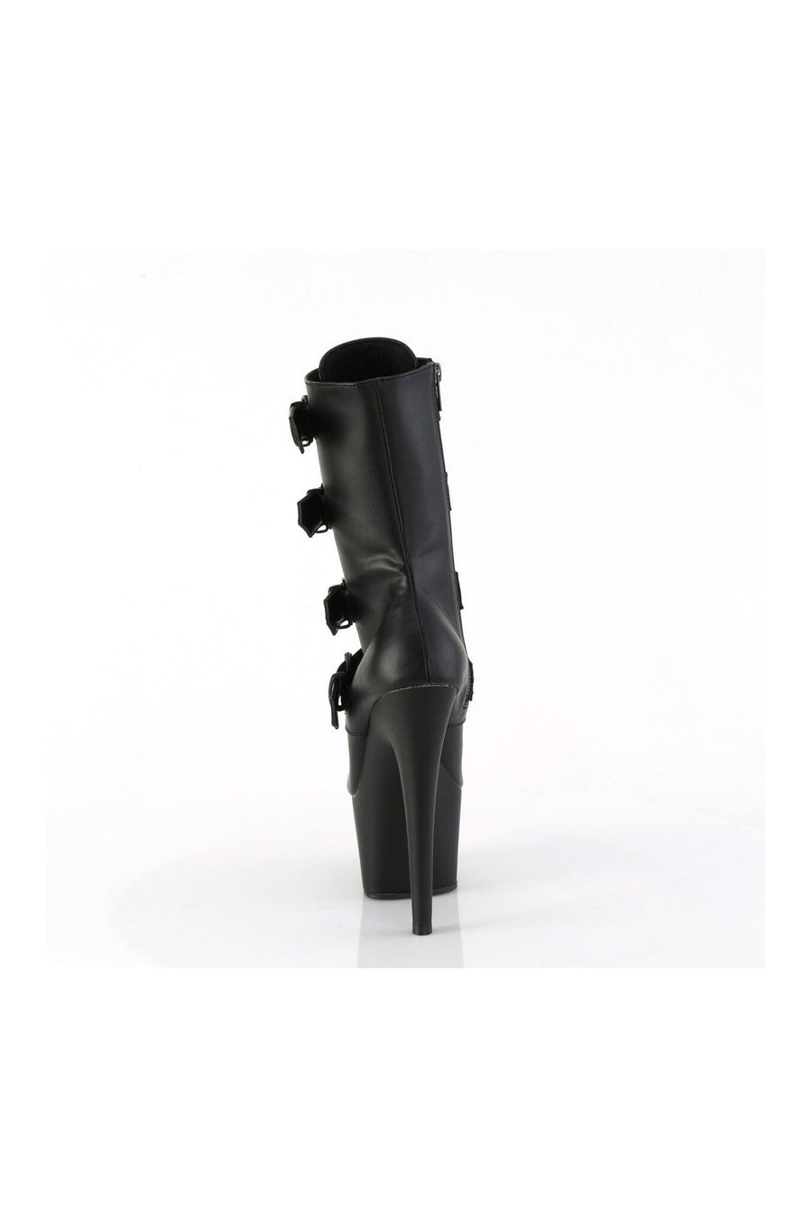 Pleaser ADORE-1046 Black Faux Leather Ankle Boot in Black Faux Leather