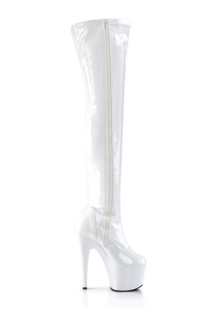 Pleaser White Thigh Boots Platform Stripper Shoes | Buy at Sexyshoes.com