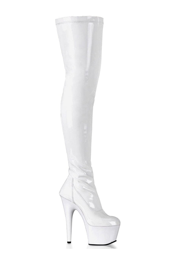 ADORE-3000 White Patent Thigh Boot