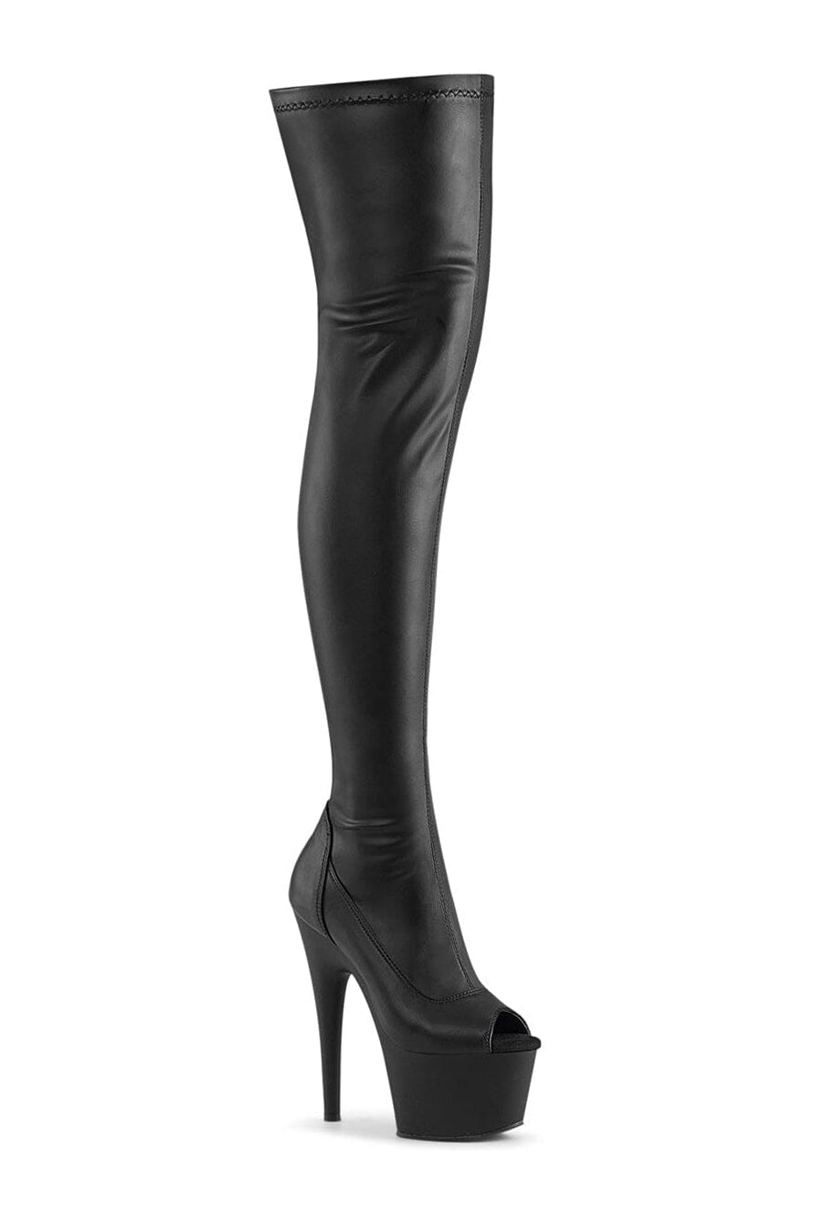 ADORE-3011 Black Faux Leather Thigh Boot-Thigh Boots-Pleaser-Black-10-Faux Leather-SEXYSHOES.COM