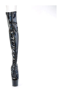 Pleaser ADORE-3011HWR Black Hologram Thigh Boot in Black Hologram