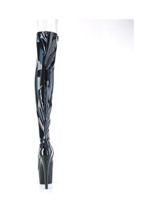 Pleaser ADORE-3011HWR Black Hologram Thigh Boot in Black Hologram