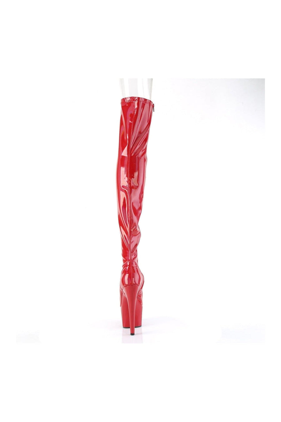 Pleaser ADORE-3011HWR Red Hologram Thigh Boot in Red Hologram