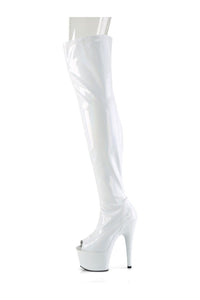 Pleaser ADORE-3011HWR White Hologram Thigh Boot in White Hologram